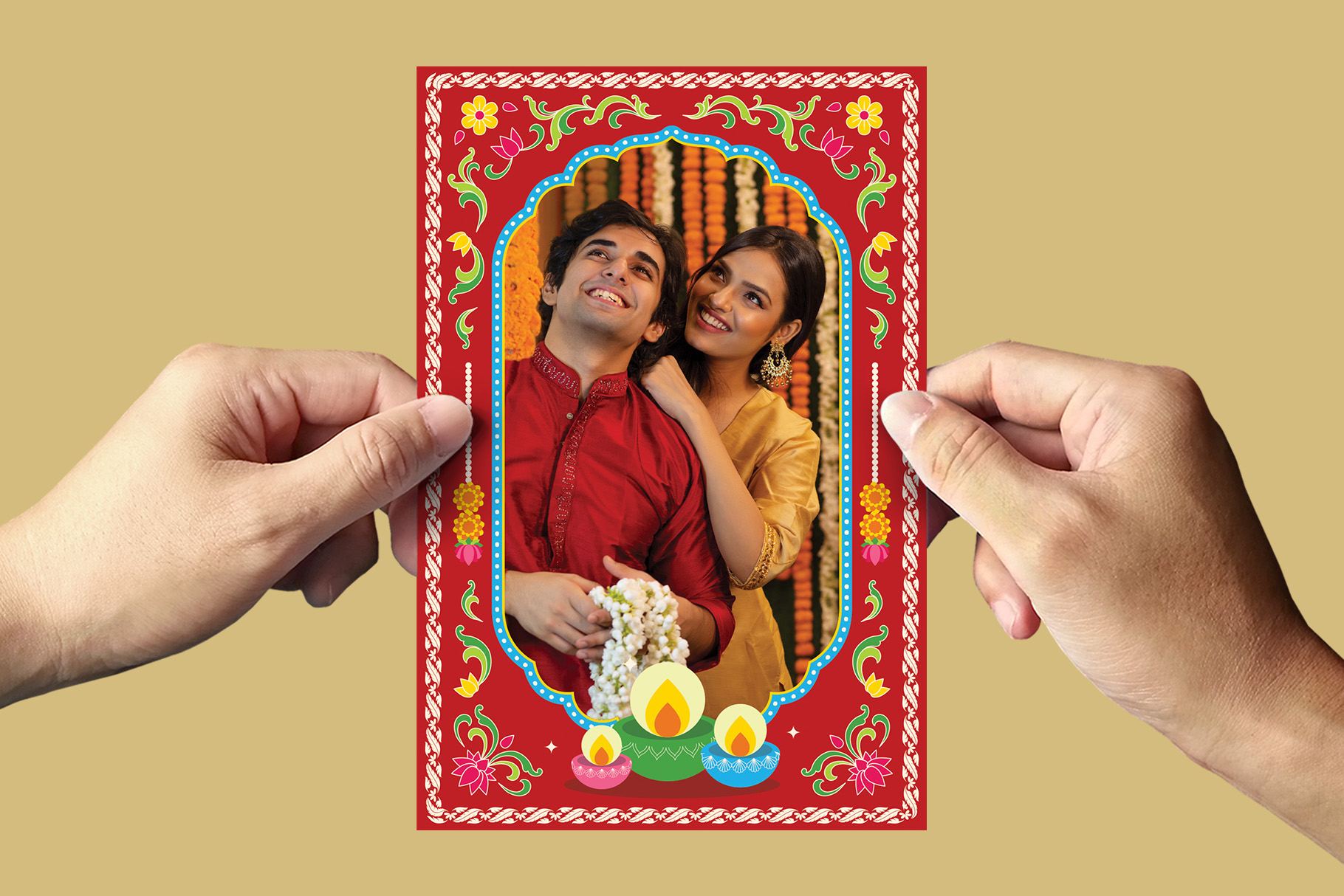 Diwali Photo Frame in Canva, Photoshop PSD, Illustrator Ai & Vector EPS