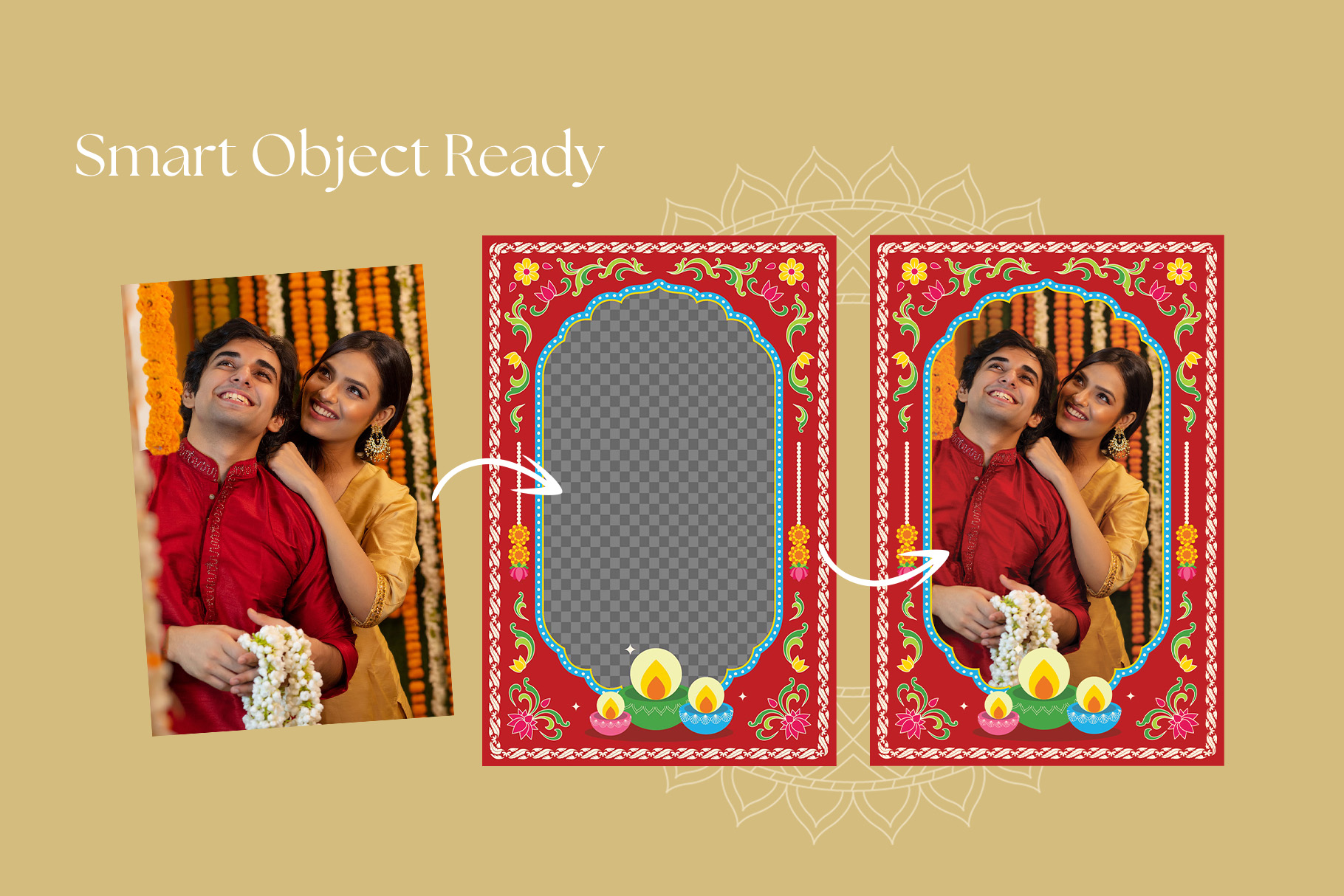 Diwali Photo Frame in Canva, Photoshop PSD, Illustrator Ai & Vector EPS