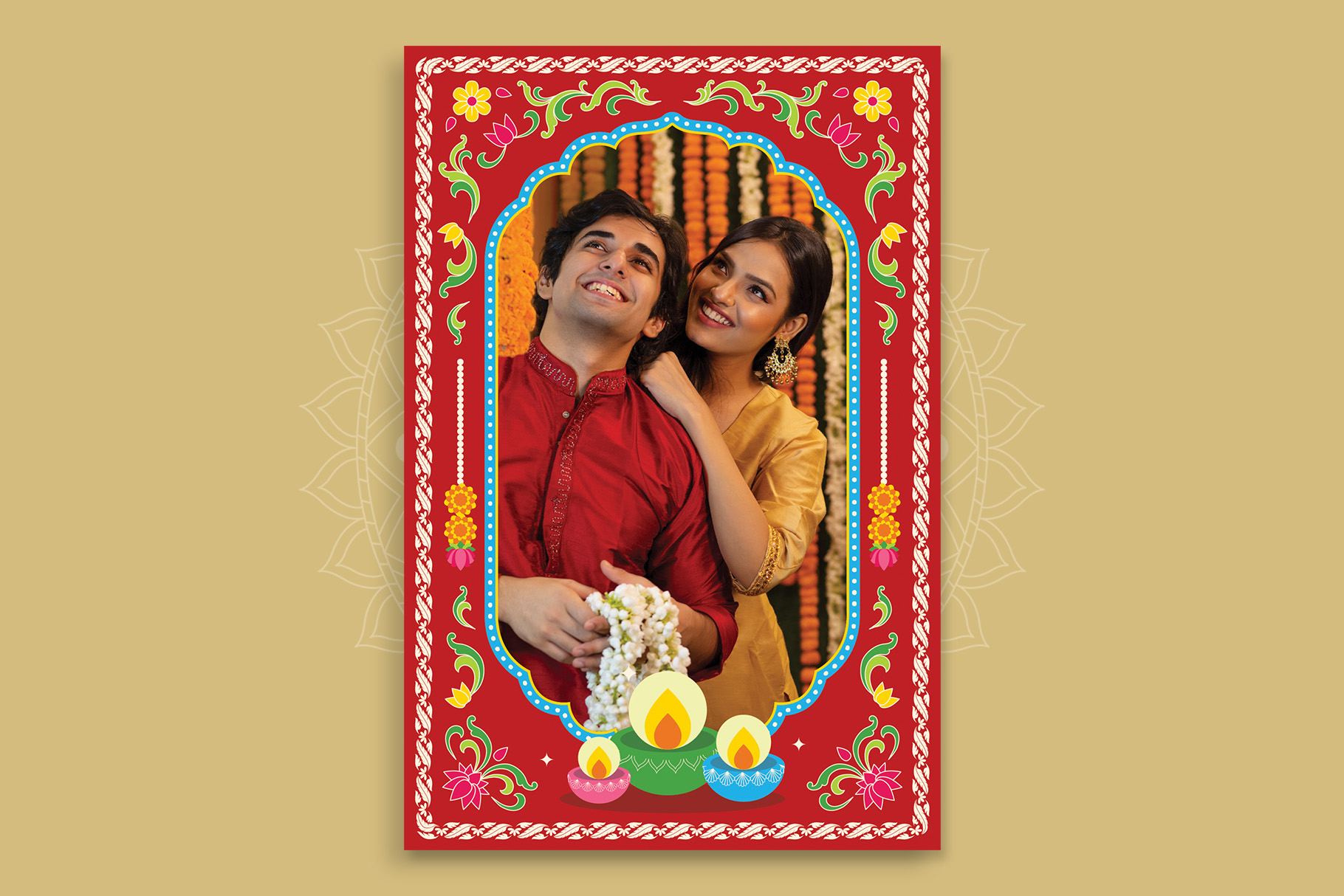 Diwali Photo Frame in Canva, Photoshop PSD, Illustrator Ai & Vector EPS