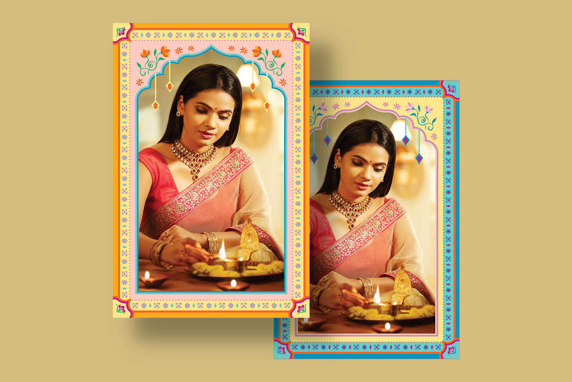Diwali Photo Frame Template in Canva, Photoshop PSD, Illustrator Ai & Vector EPS