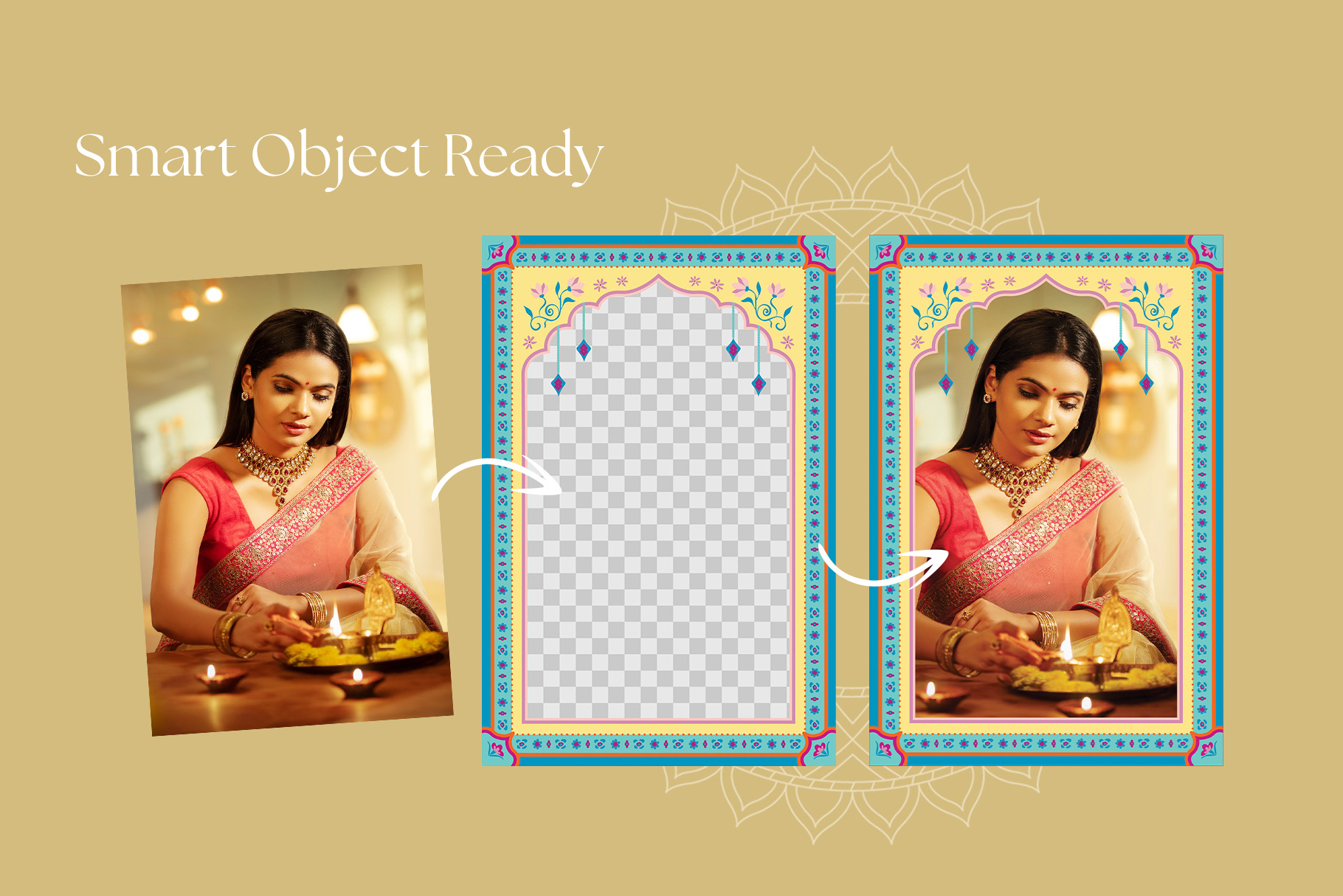 Diwali Photo Frame Template in Canva, Photoshop PSD, Illustrator Ai & Vector EPS