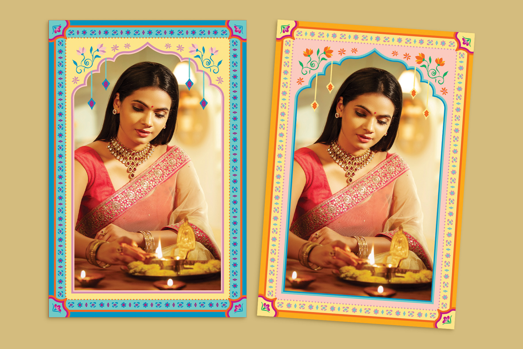 Diwali Photo Frame Template in Canva, Photoshop PSD, Illustrator Ai & Vector EPS