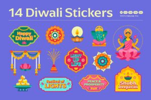 Diwali Stickers in Photoshop PSD, Clipart PNG, Illustrator Ai, Vector EPS & SVG