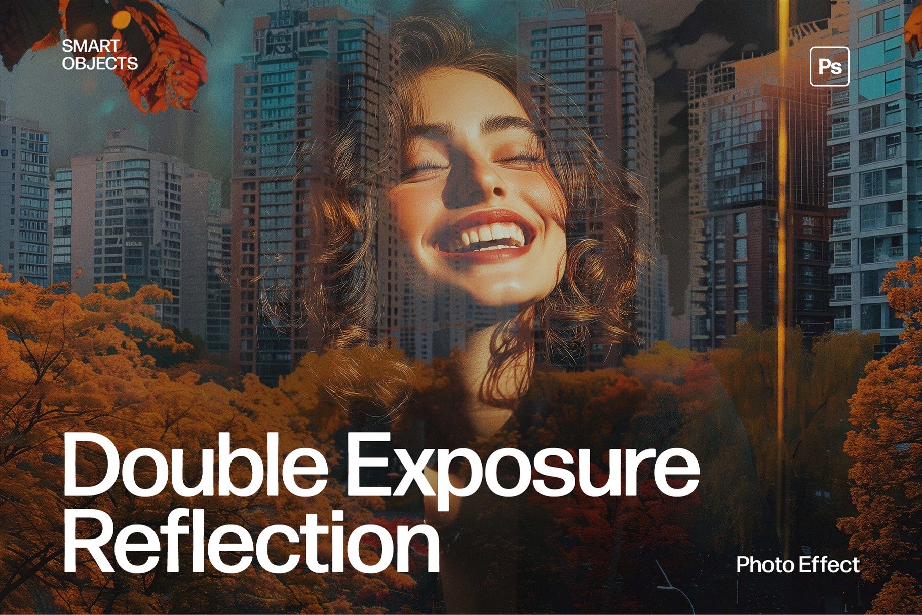 Double Exposure Reflection Photo Effect Template in Photoshop PSD