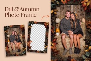 Fall Autumn Leaves Frame Border Template in Canva, Photoshop PSD & Cliapart PNG