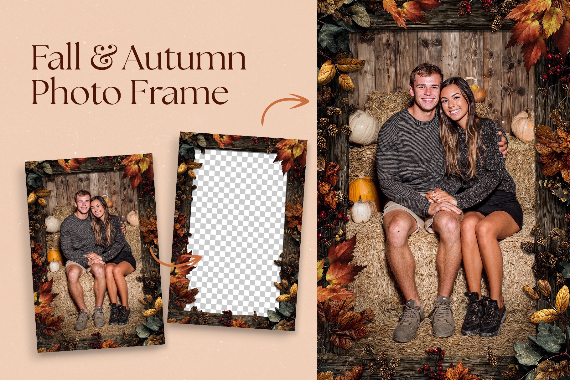 Fall Autumn Leaves Frame Border Template in Canva, Photoshop PSD & Cliapart PNG