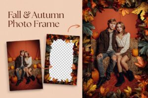Fall / Autumn Photo Frame Template in Canva, Photoshop PSD & Clipart PNG
