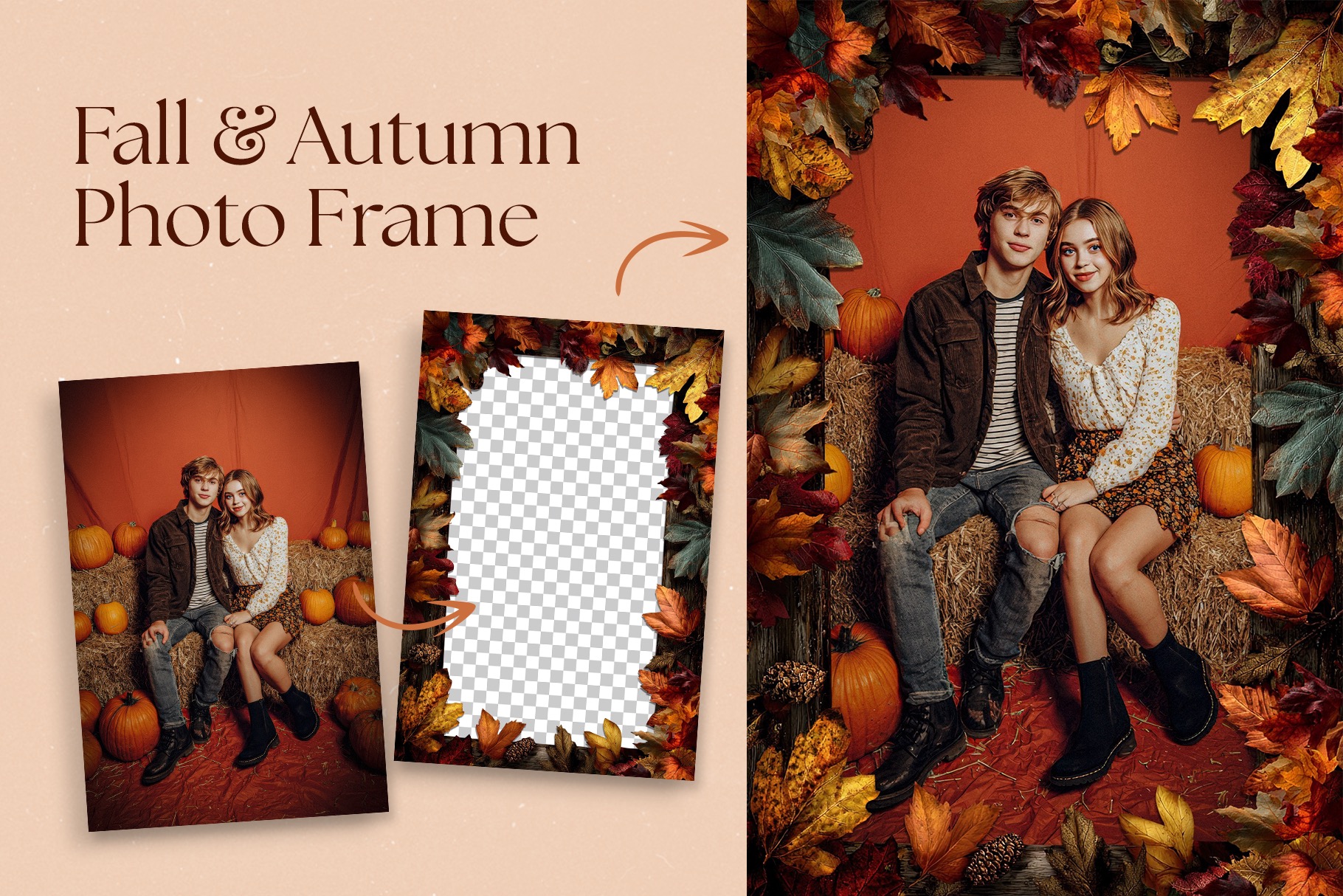 Fall / Autumn Photo Frame Template in Canva, Photoshop PSD & Clipart PNG