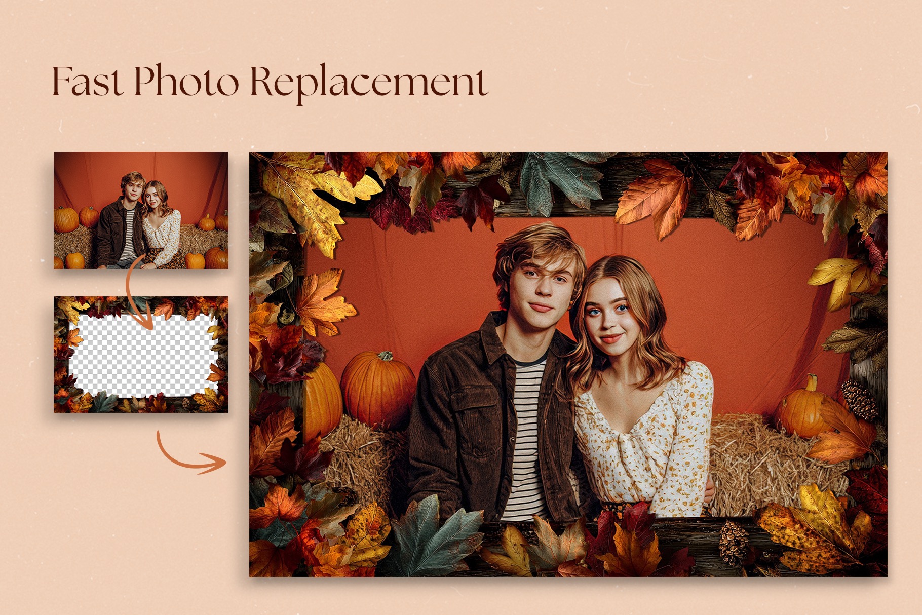 Fall / Autumn Photo Frame Template in Canva, Photoshop PSD & Clipart PNG