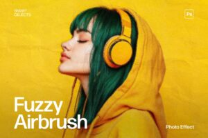 Fuzzy Airbrush Photo Effect Template in Photoshop PSD
