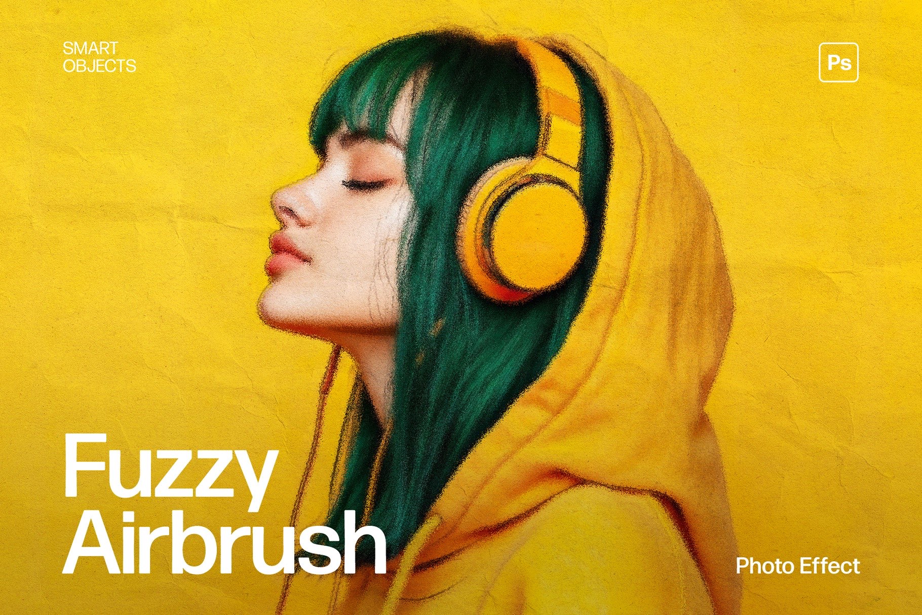 Fuzzy Airbrush Photo Effect Template in Photoshop PSD