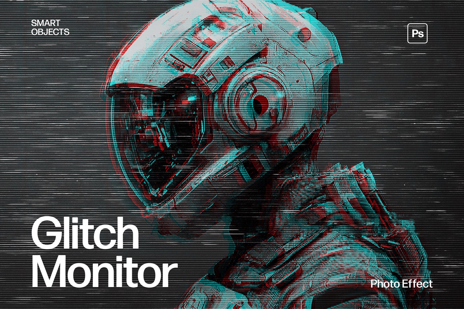 Glitch Monitor Photo Effect Template in Photoshop PSD
