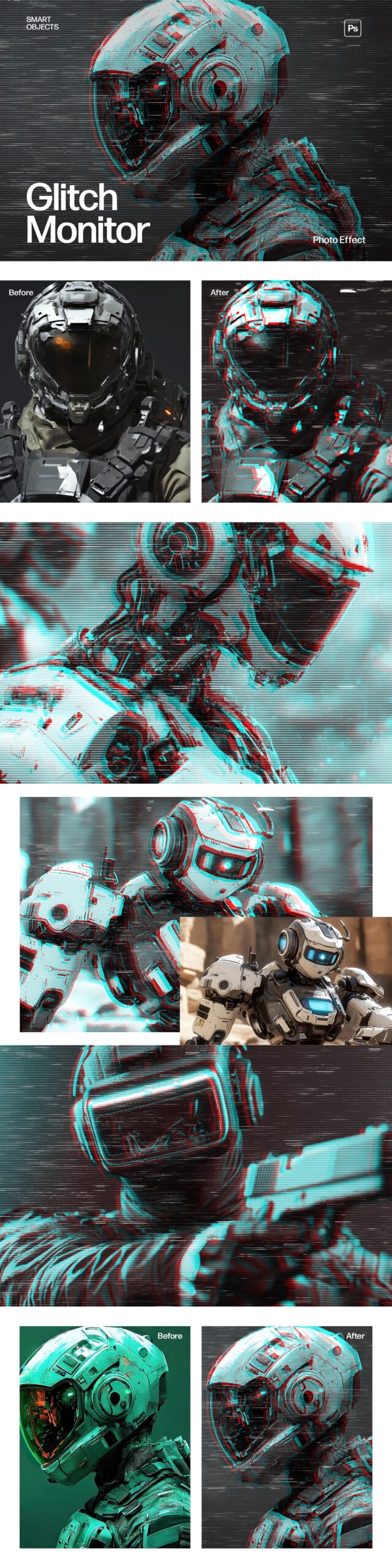 Glitch Monitor Photo Effect Template in Photoshop PSD