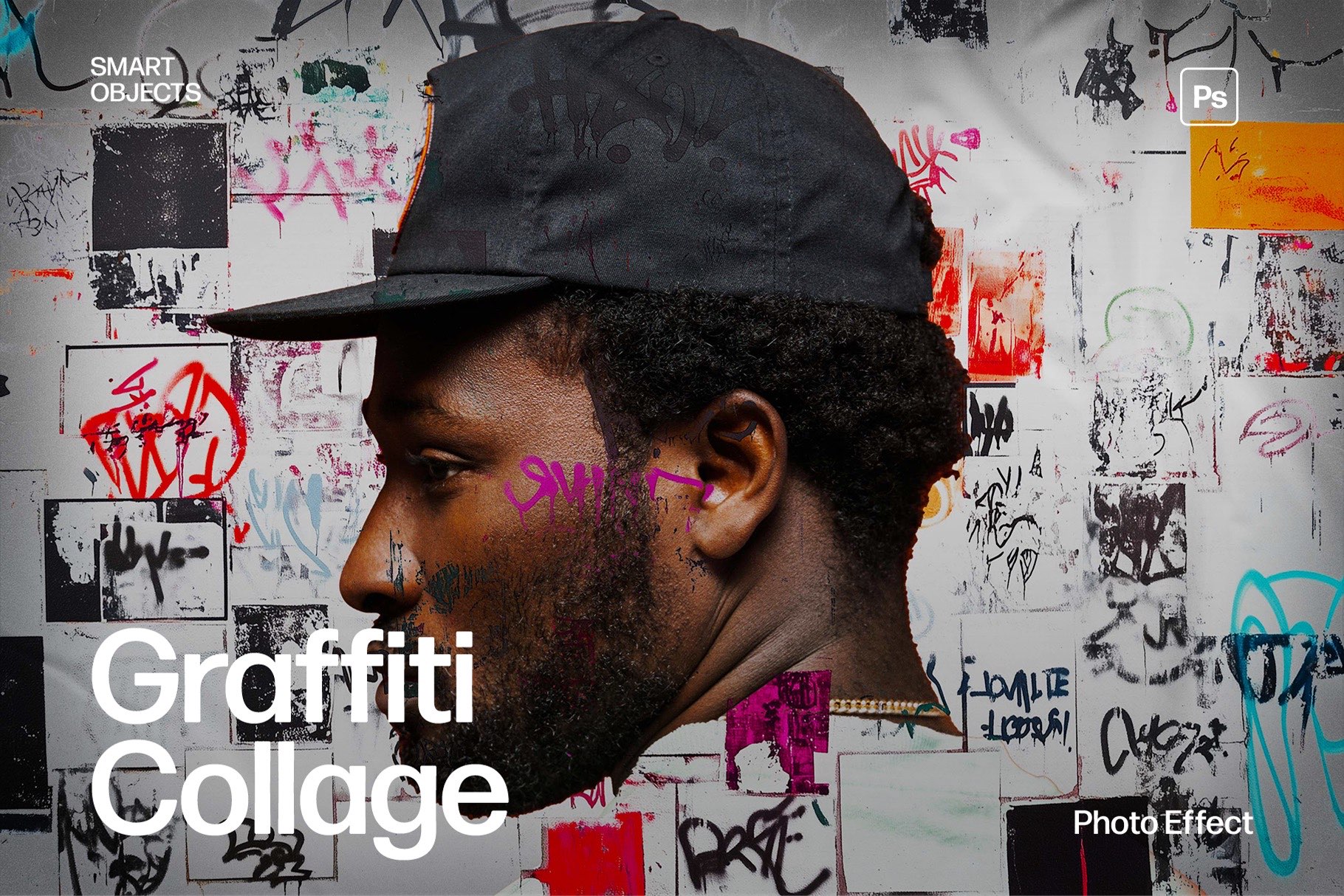 Graffiti Collage Photo Effect Template in Photoshop PSD