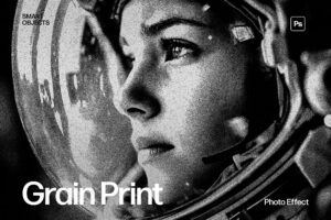 Grain Print Photo Effect Template in Photoshop PSD