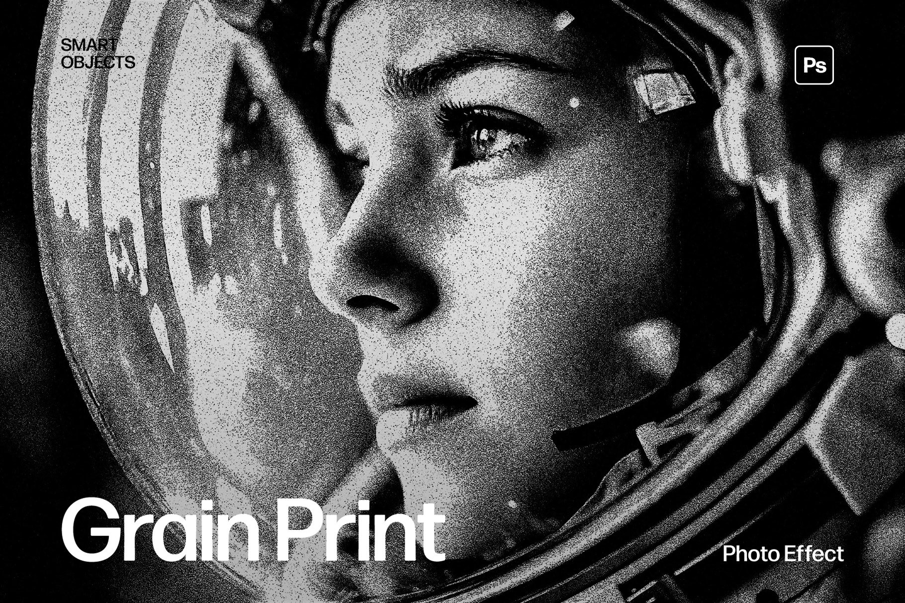 Grain Print Photo Effect Template in Photoshop PSD