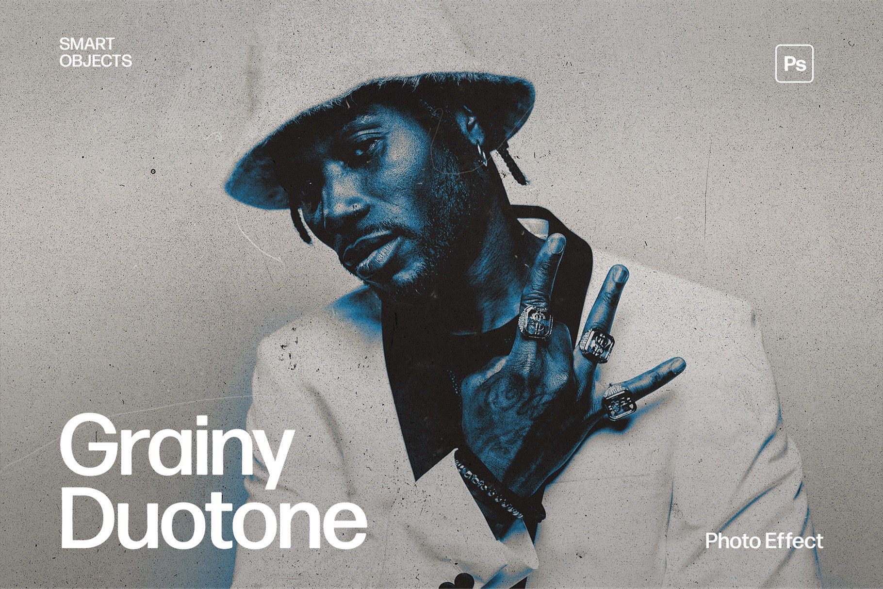 Grainy Duotone Paper Texture Photo Effect Template in Photoshop PSD