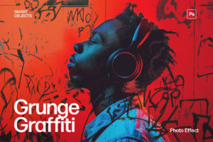Grunge Graffiti Photo Effect Template in Photoshop PSD