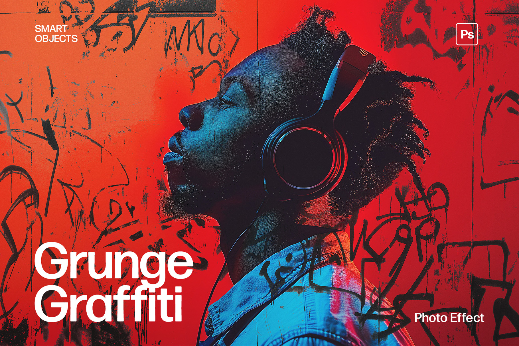 Grunge Graffiti Photo Effect Template in Photoshop PSD