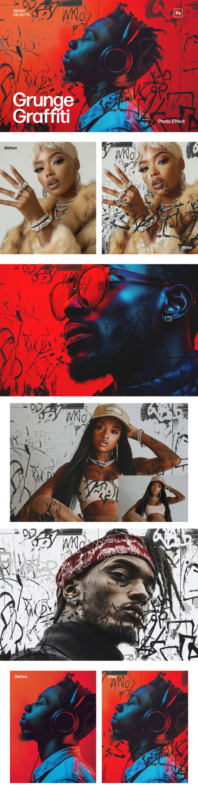 Grunge Graffiti Photo Effect Template in Photoshop PSD