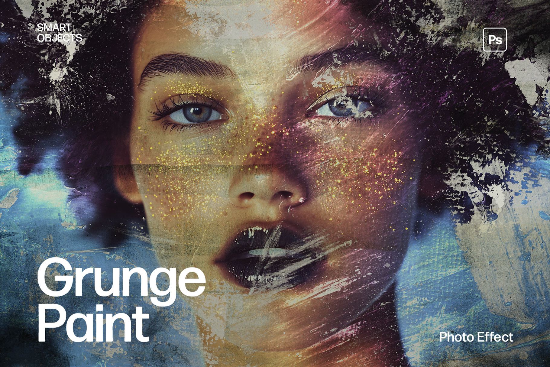 Grunge Paint Photo Effect Template in Photoshop PSD