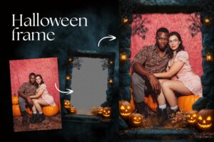 Halloween Photo Frame Flyer Template in Canva, Clipart PNG, Photoshop PSD