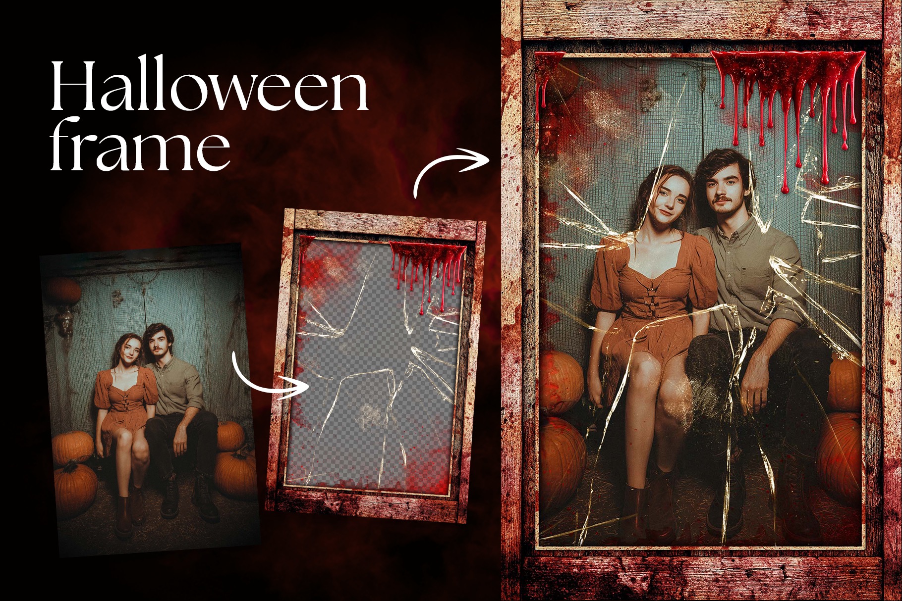 Halloween Photo Frame Flyer Template in Canva, Clipart PNG & Photoshop