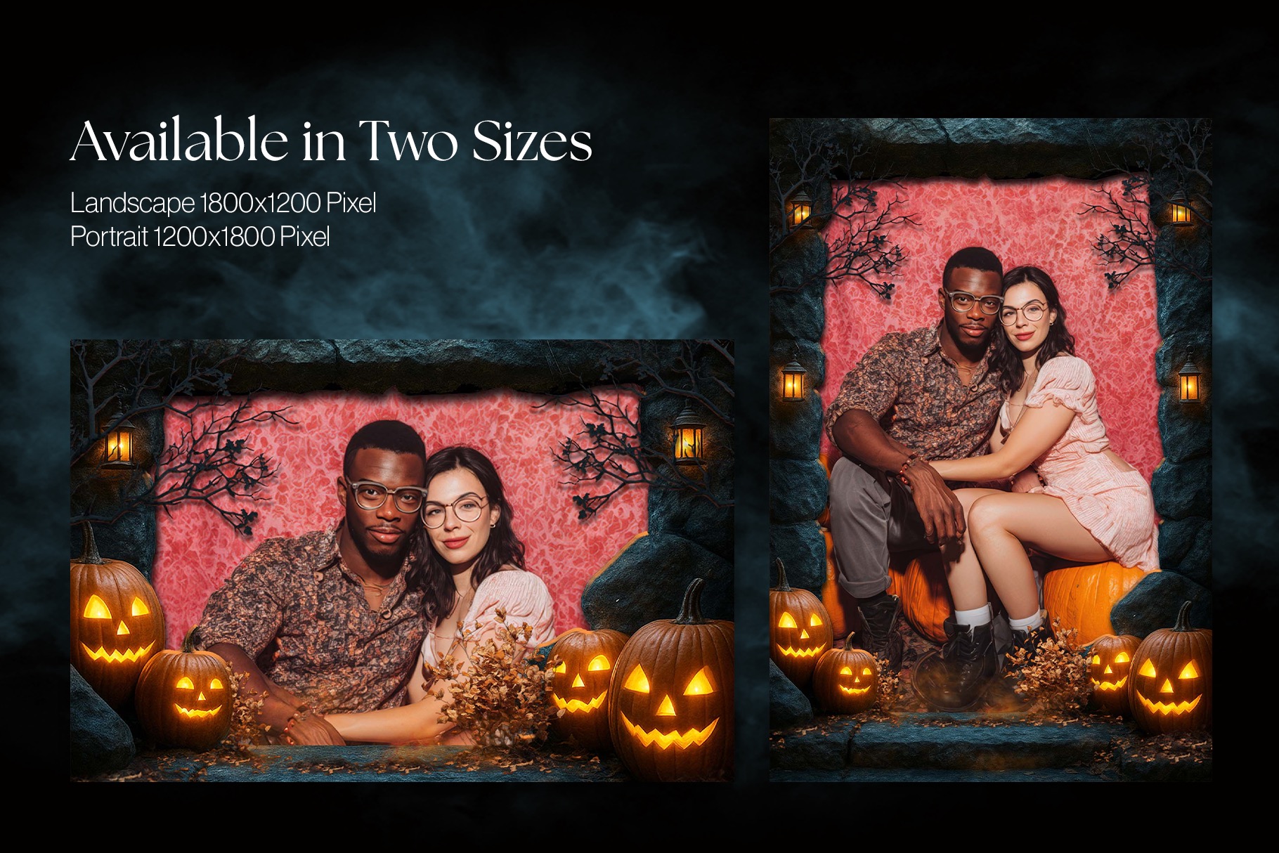 Halloween Photo Frame Flyer Template in Canva, Clipart PNG, Photoshop PSD