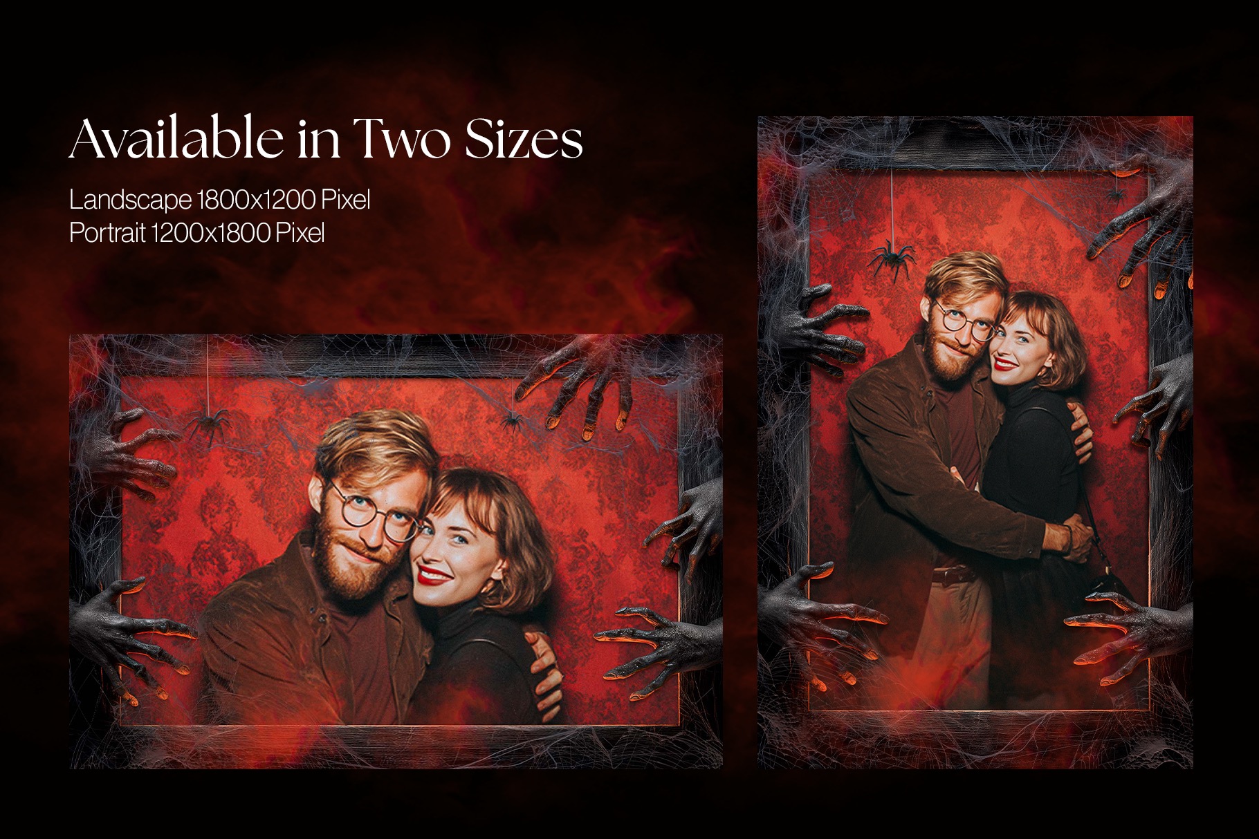 Halloween Photo Frame Flyer Template in Canva, Clipart PNG & Photoshop PSD