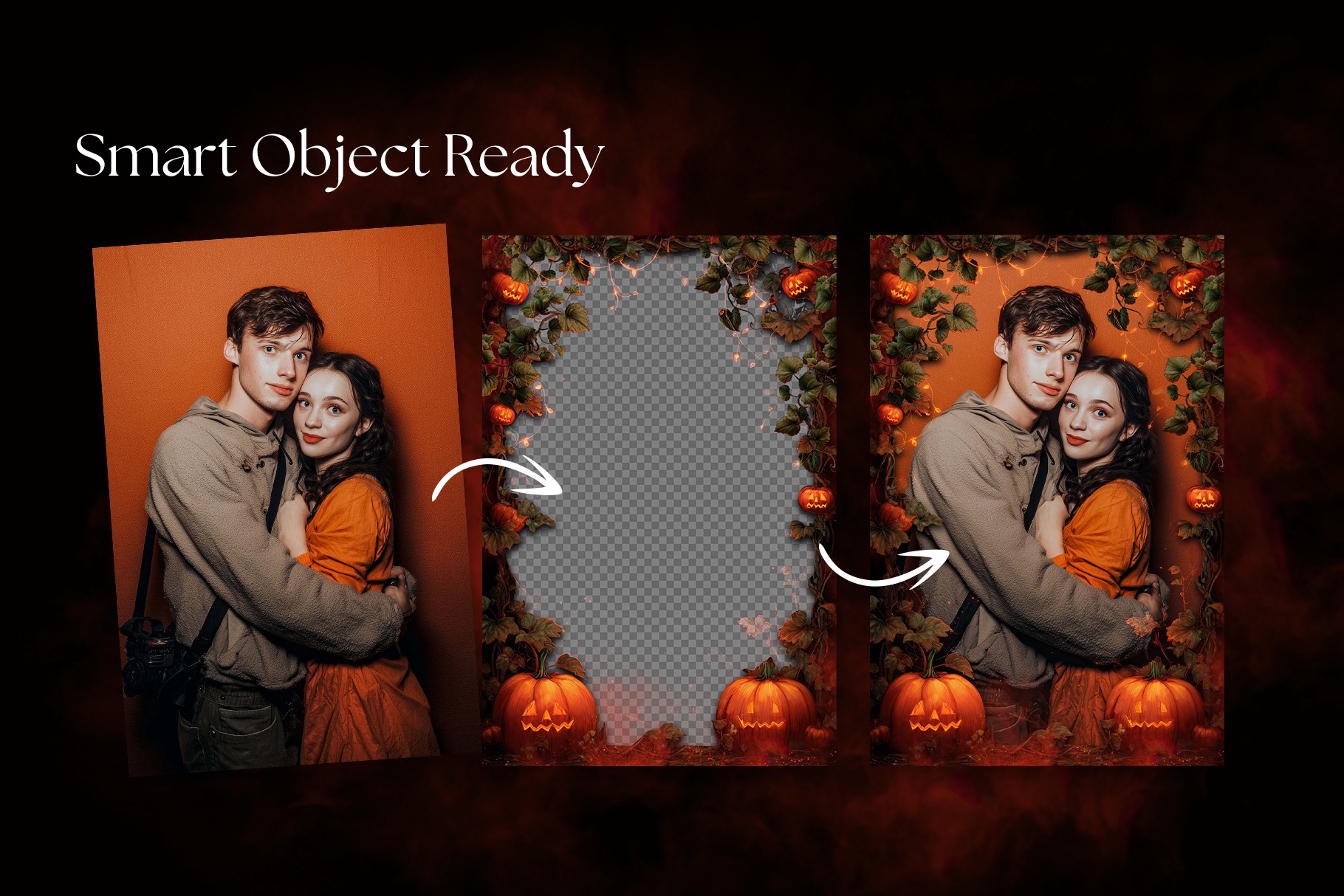 Halloween Photo Frame Flyer Template in Canva, Clipart PNG & Photoshop PSD
