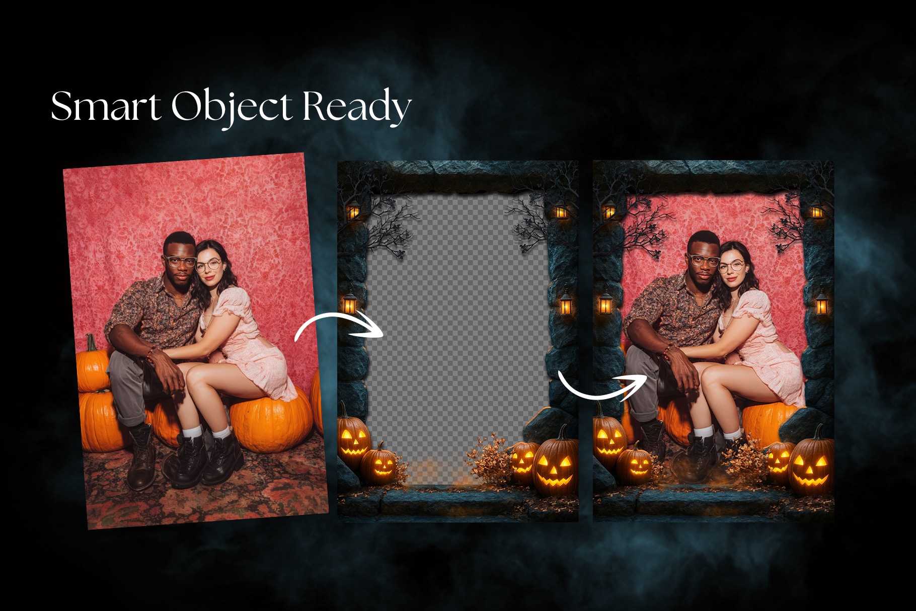 Halloween Photo Frame Flyer Template in Canva, Clipart PNG, Photoshop PSD