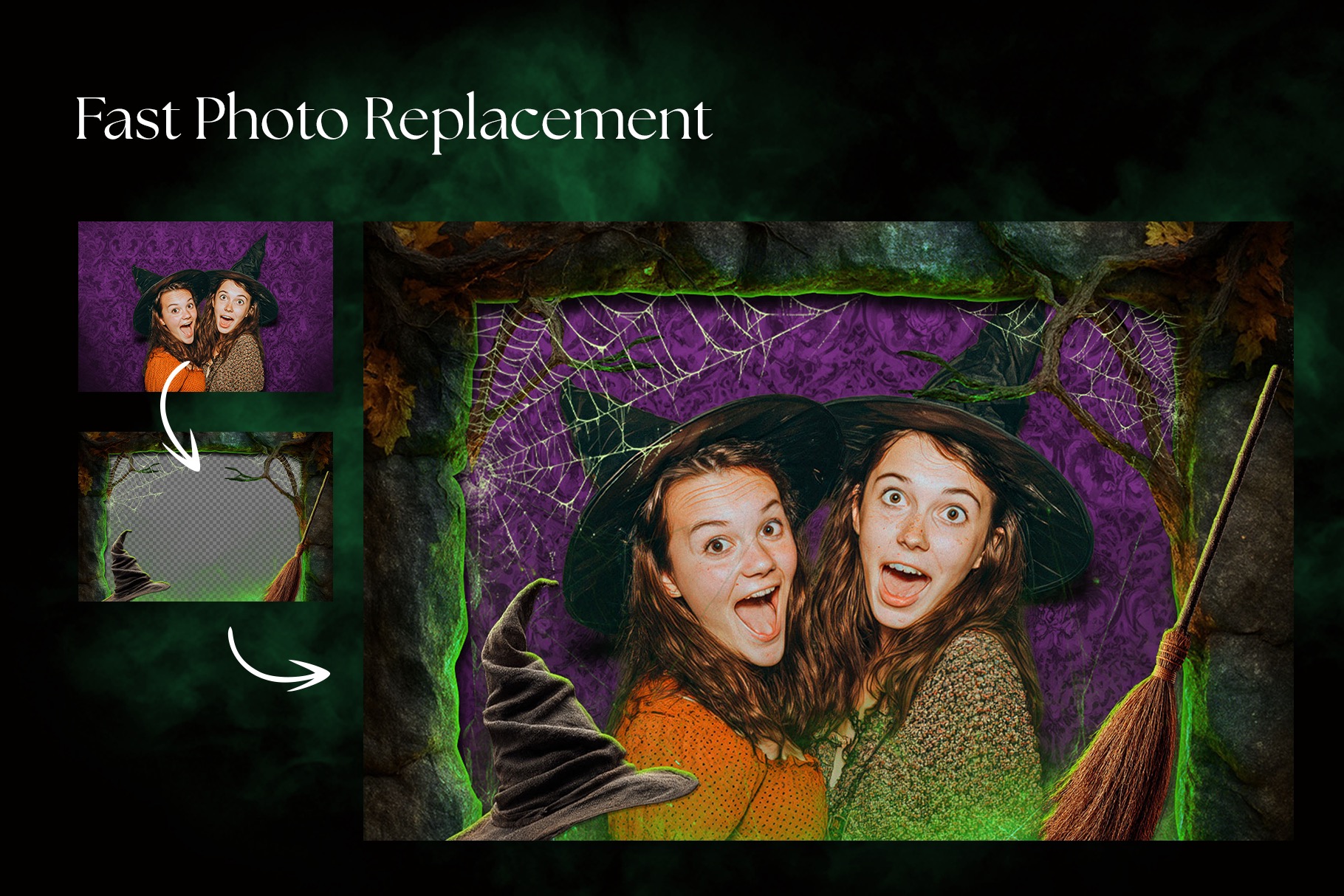 Halloween Photo Frame Flyer Template in Canva, Clipart PNG & Photoshop PSD