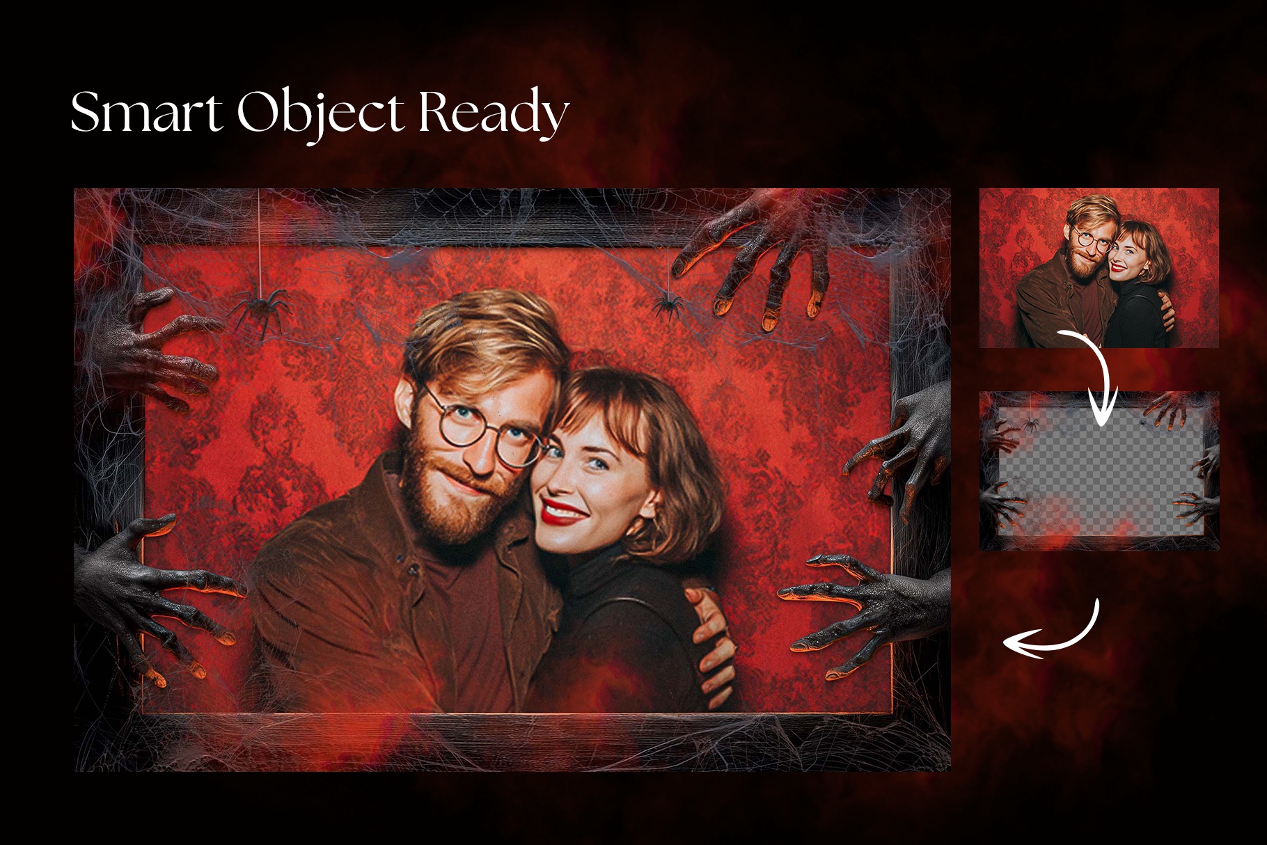 Halloween Photo Frame Flyer Template in Canva, Clipart PNG & Photoshop PSD