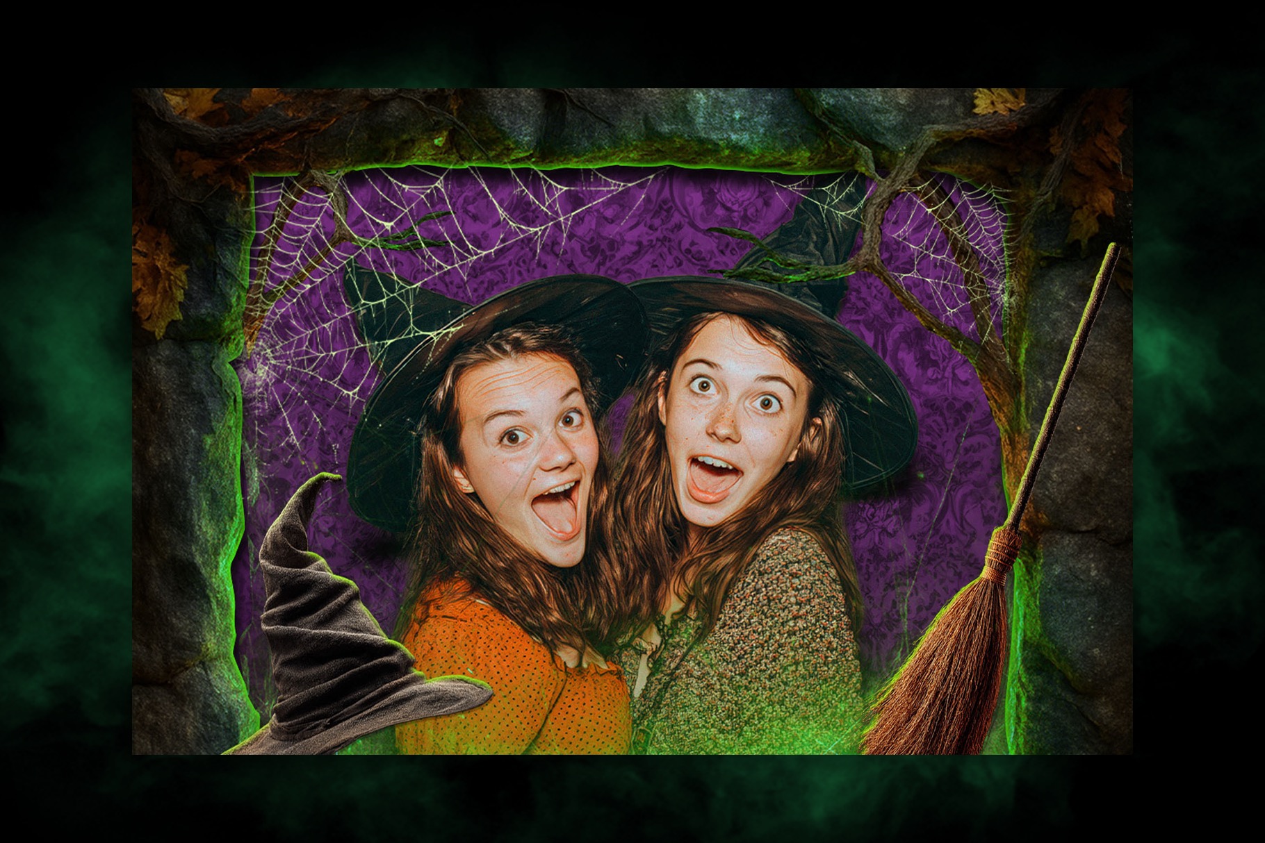 Halloween Photo Frame Flyer Template in Canva, Clipart PNG & Photoshop PSD