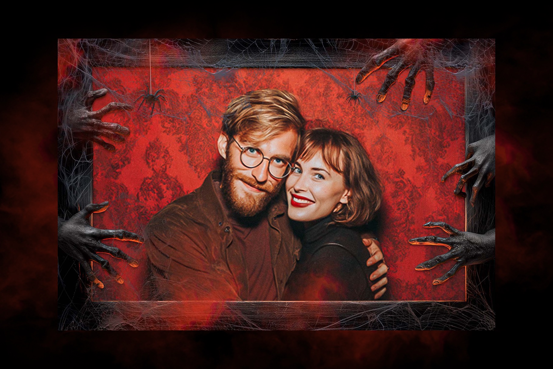 Halloween Photo Frame Flyer Template in Canva, Clipart PNG & Photoshop PSD