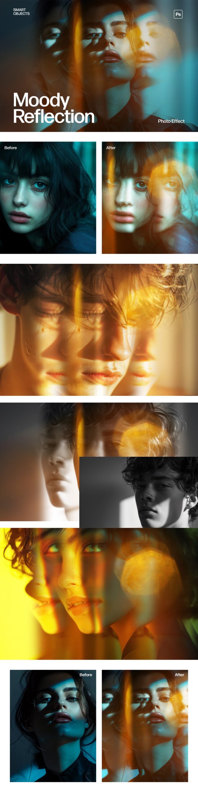 Moody Reflection Photo Effect Template in Photoshop PSD