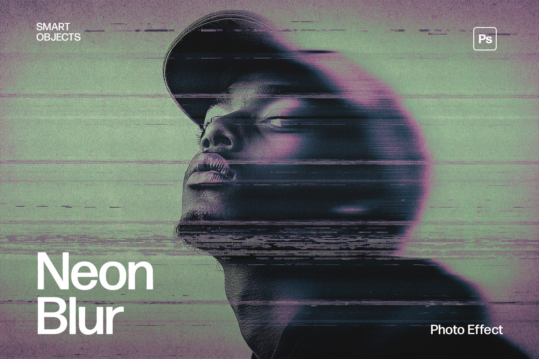 Neon Blur Photo Effect Template in Photoshop PSD