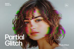 Partial Glitch Photo Effect Template in Photoshop PSD