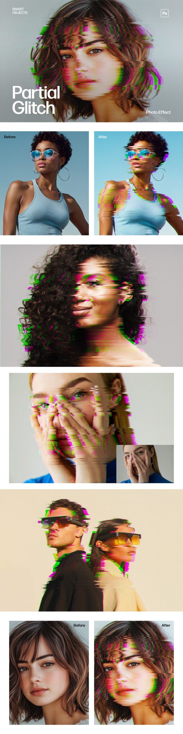 Partial Glitch Photo Effect Template in Photoshop PSD