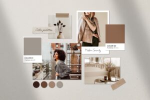 Photo Mood Board Collage Mockup Template in Canva & Photoshop PSD