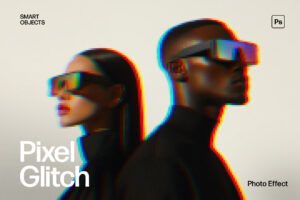 Pixel Glitch Photo Effect Template in Photoshop PSD
