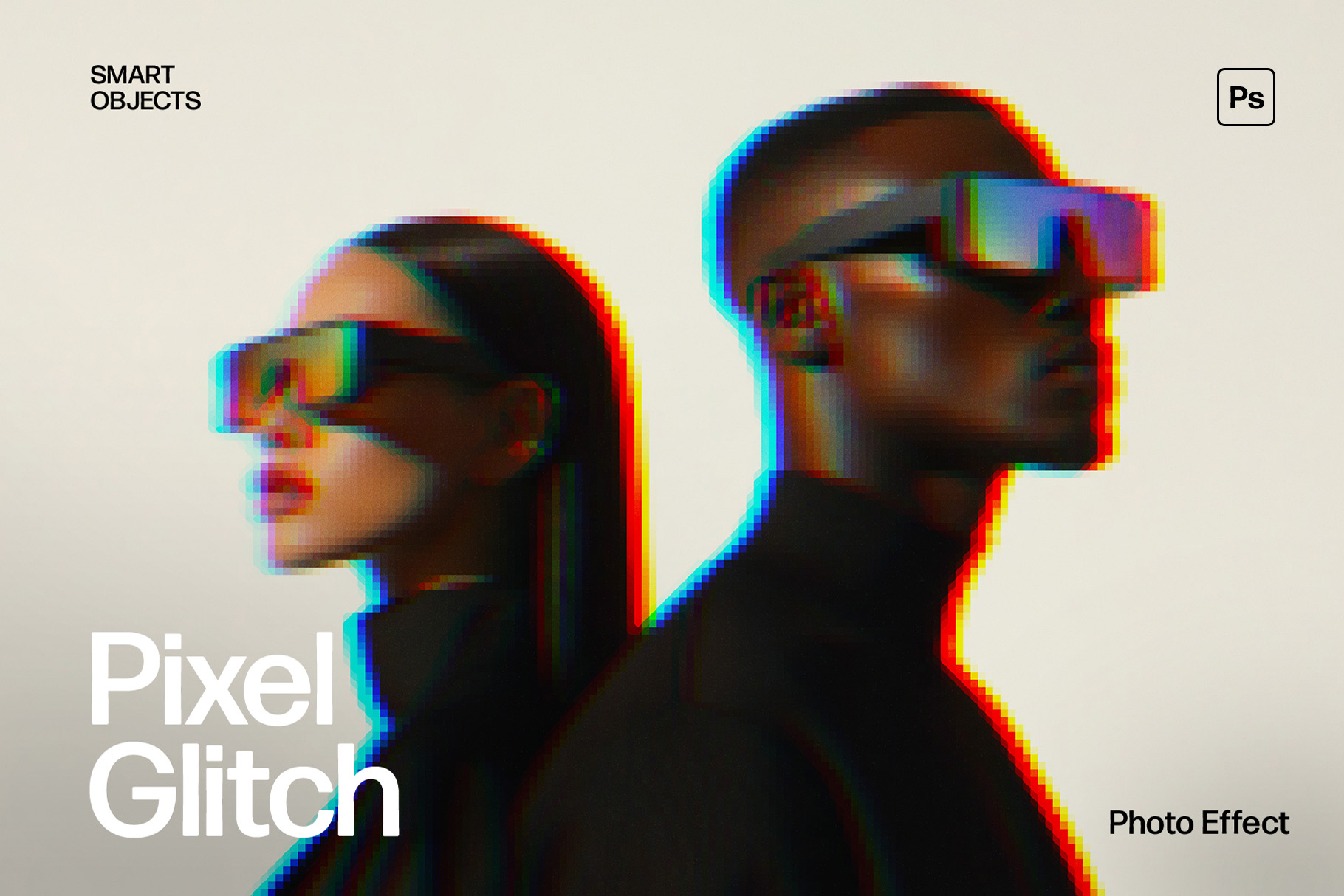 Pixel Glitch Photo Effect Template in Photoshop PSD