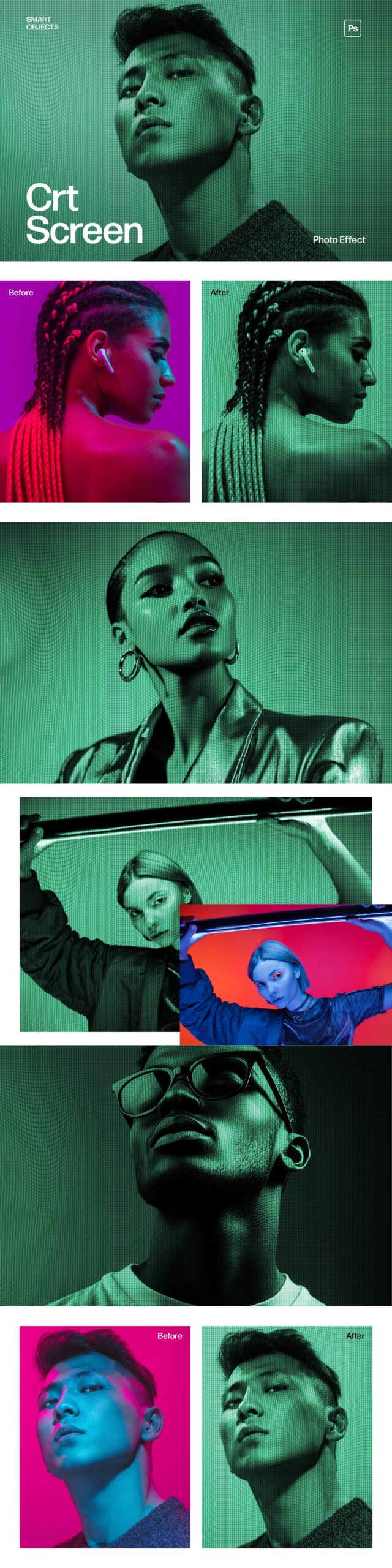 Retro CRT Screen Photo Effect Template in Photoshop PSD