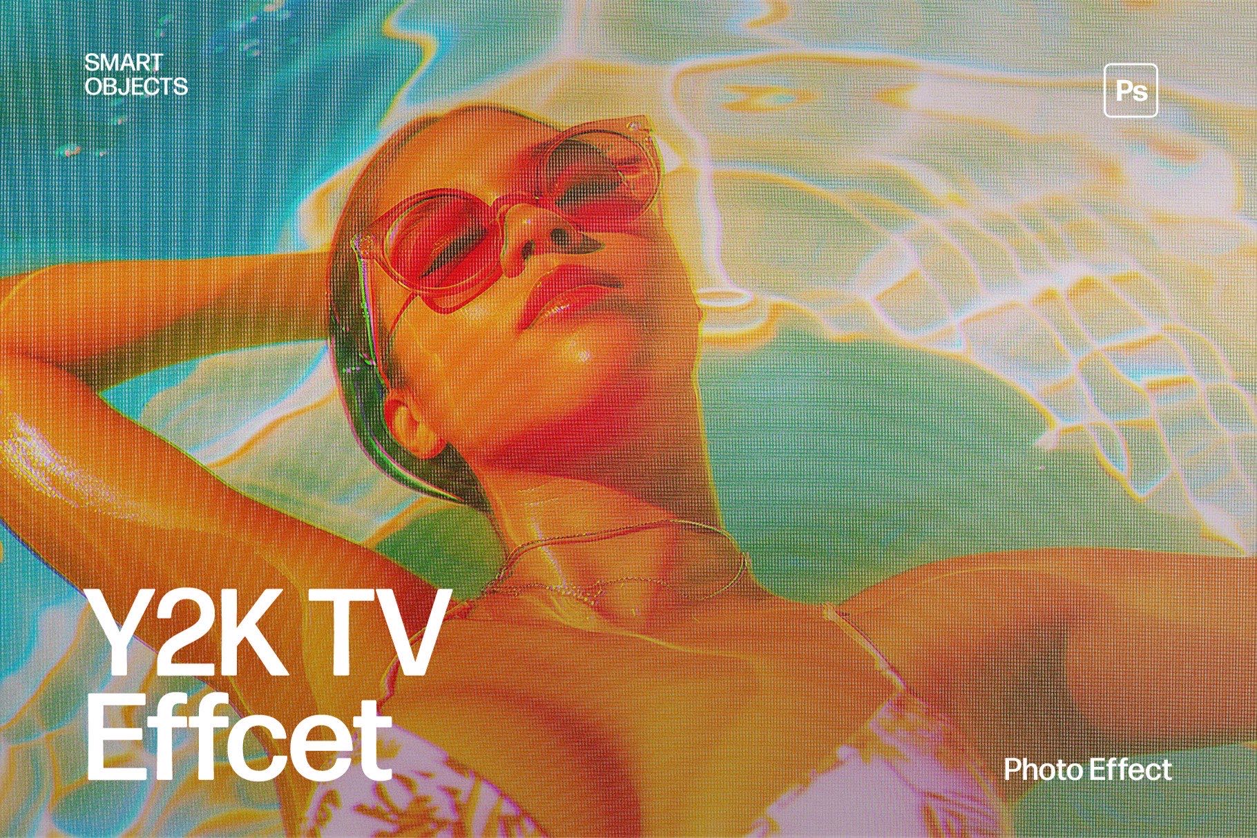 Retro Y2K TV Photo Effect Template in Photoshop PSD