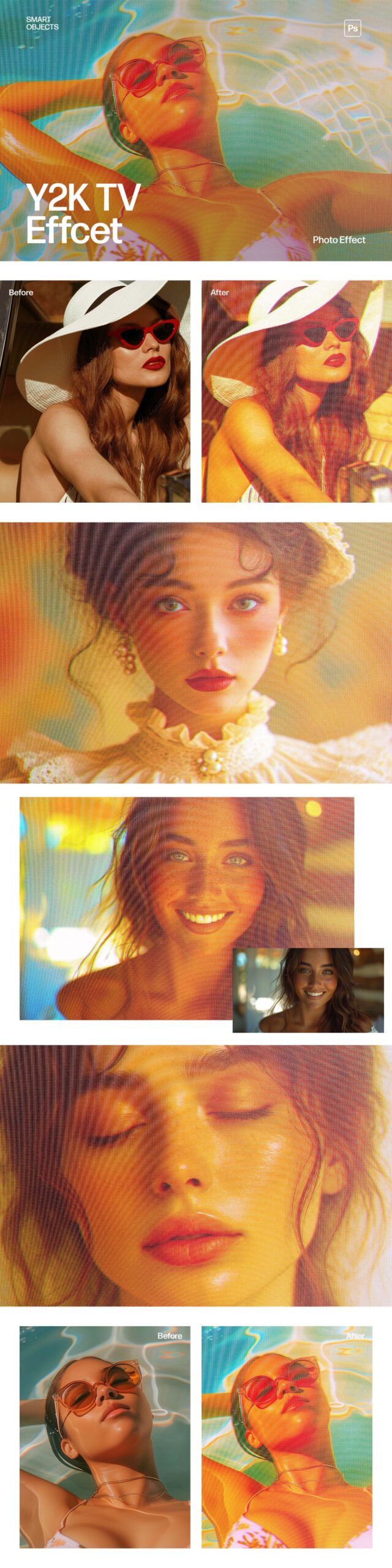 Retro Y2K TV Photo Effect Template in Photoshop PSD