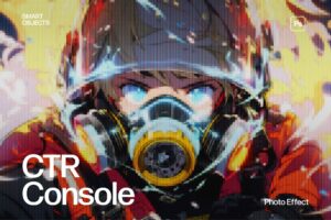 Retro Console Pixelated Photo Effect Template in Photoshop PSD