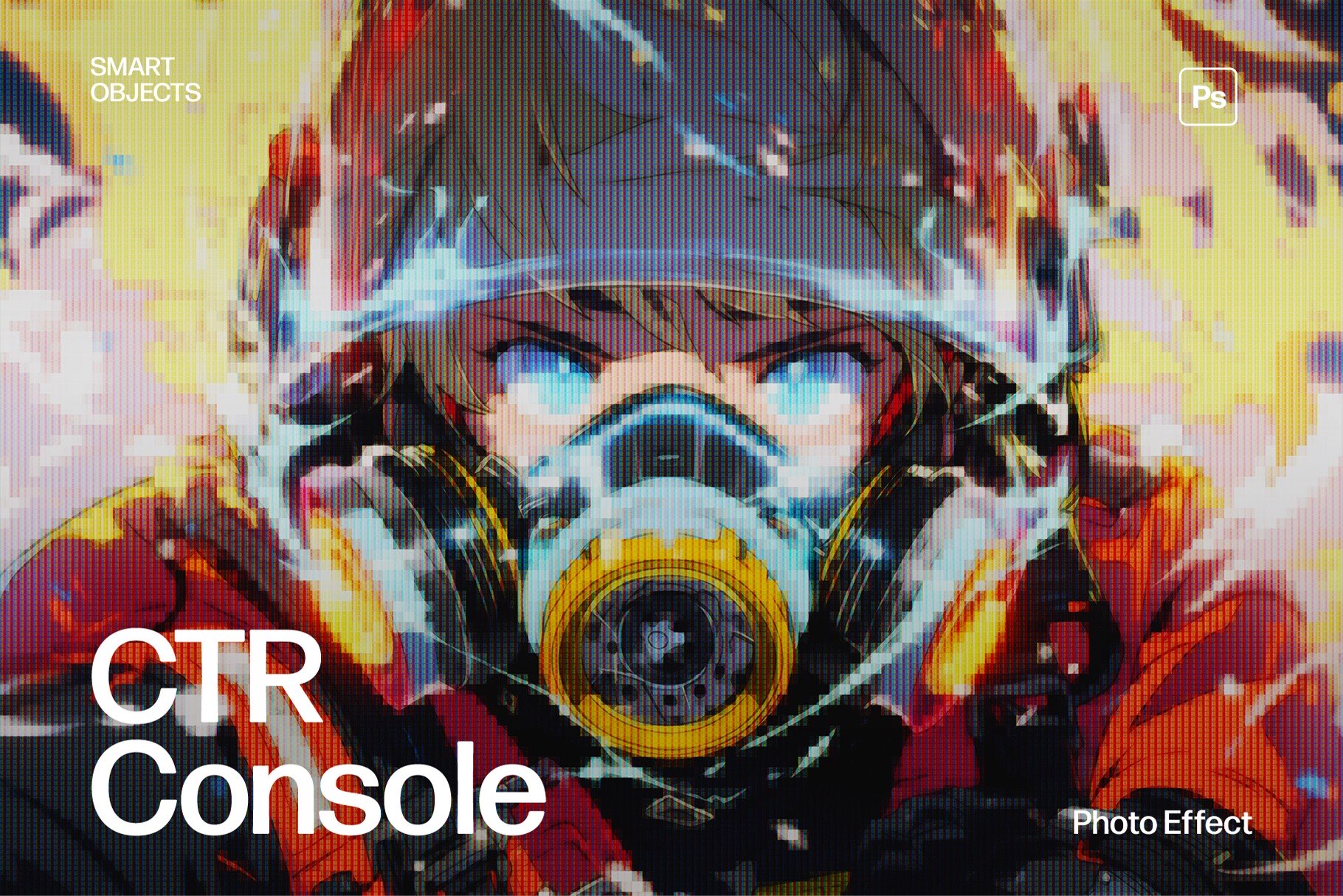 Retro Console Pixelated Photo Effect Template in Photoshop PSD