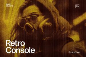 Retro Console Pixelated Photo Effect Template in Photoshop PSD