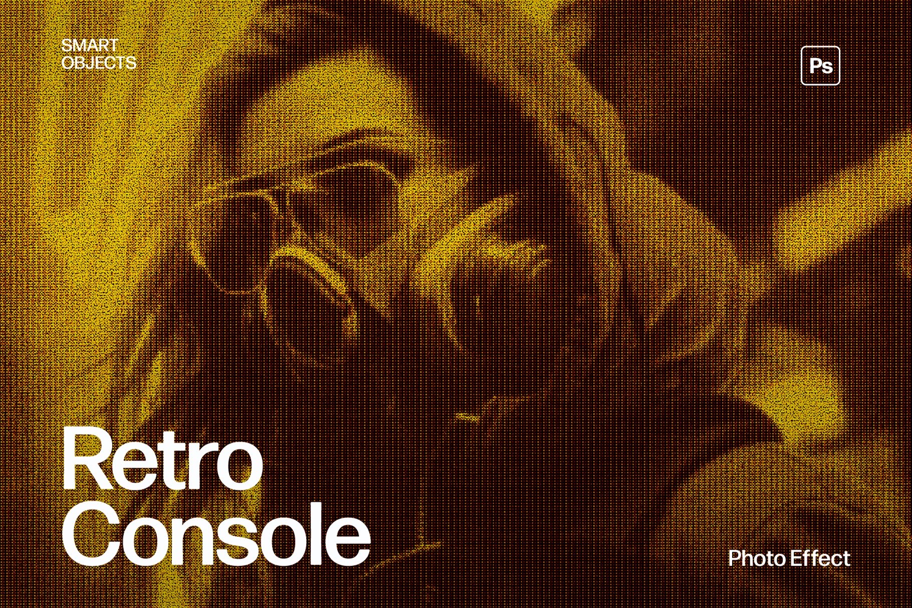 Retro Console Pixelated Photo Effect Template in Photoshop PSD