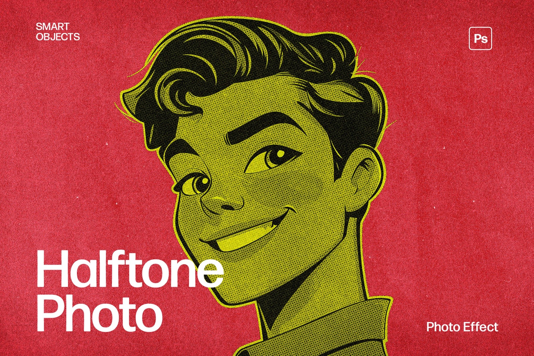 Retro Halftone Comic Portrait Photo Effect Template in Photoshop PSD